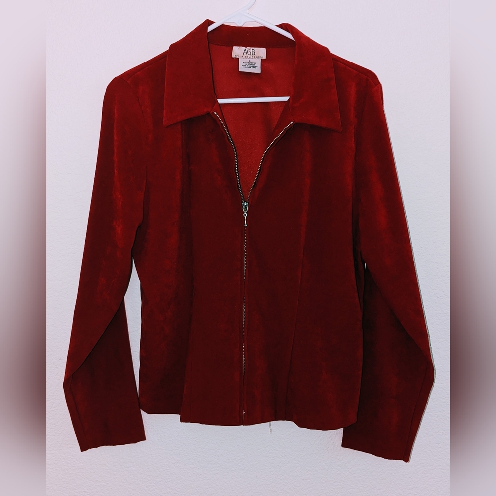 Red Faux Velvet Jacket